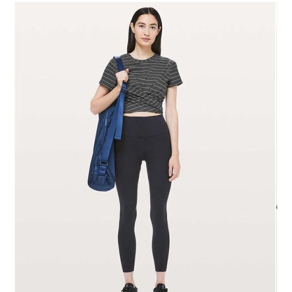 Lululemon Time To Restore Short Sleeve Short Serve Stripe Heathered Gray Tee 6 - Picture 8 of 8